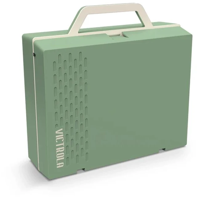 Alt view image 5 of 9 - Victrola Re-Spin Sustainable Suitcase Vinyl Record Player, 3-Speed (33 1/3, 45 & 78 RPM), Belt-Driven Bluetooth Turn Table with Built-in Bass Radiator, 3.5mm Headphone Jack, Basil Green