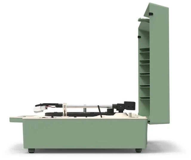 Alt view image 4 of 9 - Victrola Re-Spin Sustainable Suitcase Vinyl Record Player, 3-Speed (33 1/3, 45 & 78 RPM), Belt-Driven Bluetooth Turn Table with Built-in Bass Radiator, 3.5mm Headphone Jack, Basil Green