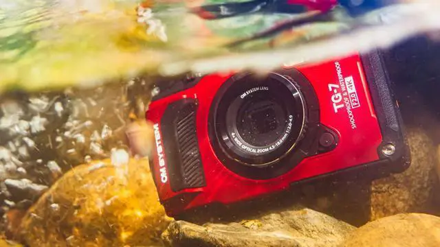 Alt view image 12 of 13 - OM System TG-7 12 Megapixel Compact Camera (Red)