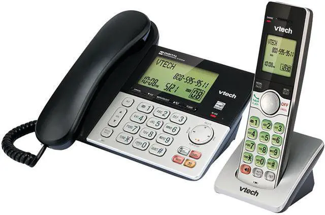 Main image of VTech CS6949 DECT 6.0 Expandable Corded/Cordless Answering System, Silver/Black