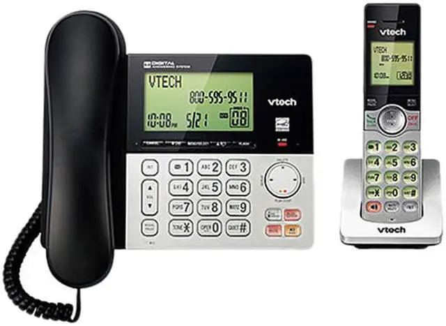 Alt view image 2 of 4 - VTech CS6949 DECT 6.0 Expandable Corded/Cordless Answering System, Silver/Black