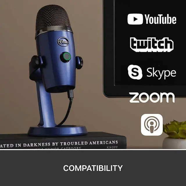 Alt view image 8 of 10 - Blue Yeti Nano Premium USB Microphone for PC, Mac, Gaming, Recording, Streaming, Podcasting, Condenser Mic with Blue VO!CE Effects, Cardioid and Omni, No-Latency Monitoring - Vivid Blue