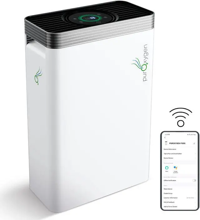 Main image of PURO²XYGEN Air Purifier for Home, Multi-Stage Portable Air Purifier with True HEPA Filter, Cleans 550 Sq Ft/Hr, Includes Wifi Control via App, Automated Sensor, Child Lock, and Filter Health Indicator
