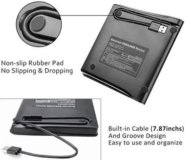 Alt view image 4 of 7 - Jansicotek External CD/DVD Drive USB 3.0 Portable R/W Optical Drive High Speed Data Transfer Slim CD DVD Burner Recorder CD ROM for Laptop/MacBook/Desktop, Black