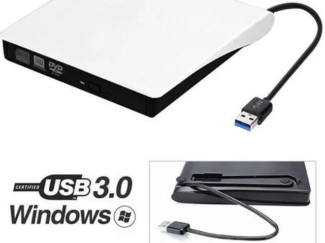 Alt view image 2 of 7 - Jansicotek External CD/DVD Drive USB 3.0 Portable R/W Optical Drive High Speed Data Transfer Slim CD DVD Burner Recorder CD ROM for Laptop/MacBook/Desktop, White