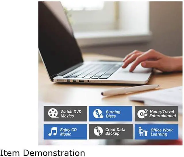 Alt view image 7 of 7 - Jansicotek External CD/DVD Drive USB 3.0 Portable R/W Optical Drive High Speed Data Transfer Slim CD DVD Burner Recorder CD ROM for Laptop/MacBook/Desktop, White