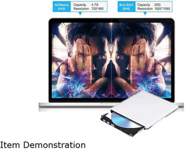 Alt view image 6 of 7 - Jansicotek External DVD CD Blu-ray Drive USB 3.0/USB-C BD 3D Blu-ray Player Portable DVD/CD-ROM BD-ROM Burner. High-Speed Data Transfer, Compatible with PC Laptops Desktops, Silver