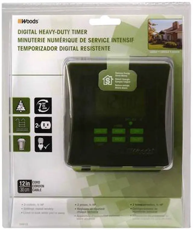 Southwire Woods 50015 Outdoor 7-Day Heavy Duty Digital 2-Outlet Timer ...