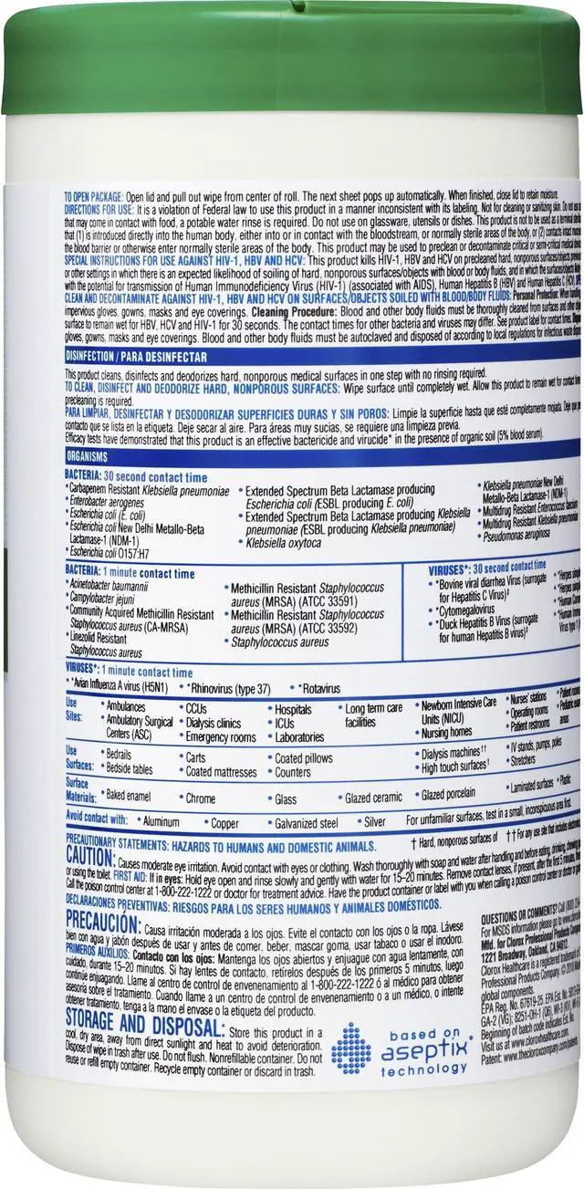 Alt view image 2 of 3 - Clorox Healthcare Hydrogen Peroxide Cleaner Disinfectant Wipes - 95 Wipes/Canister  CLO30824