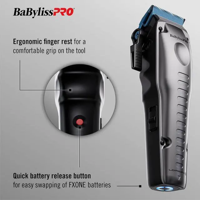 Alt view image 6 of 11 - BaBylissPRO® FXONE™ Lo-ProFX High Performance Low-Profile Clipper (Silver), Professional Cordless Clippers for Men with Interchangeable Battery, FX829