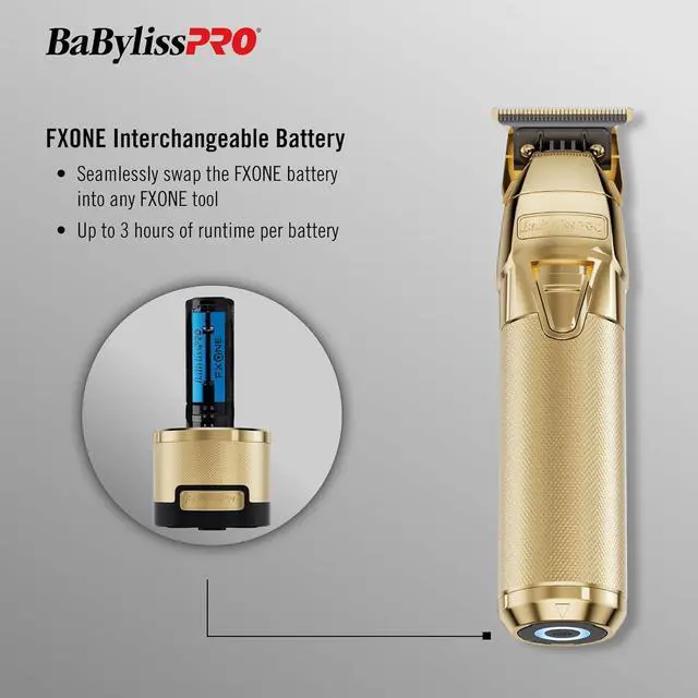 Alt view image 3 of 6 - BaBylissPRO FXONE™ GOLDFX Trimmer, Professional Cordless Outlining Trimmers for Men with Interchangeable Battery, FX799G