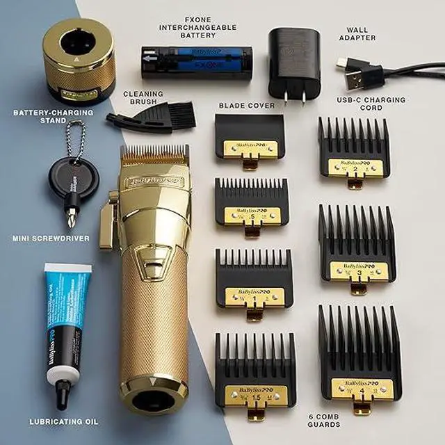 Alt view image 2 of 6 - BaBylissPRO FXON GOLDFX Clipper, Professional Cordless Clipper For Men, USB-C with Interchangeable Battery,  FX899G