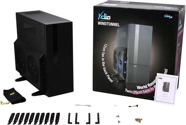 Alt view image 9 of 9 - XCLIO Windtunnel Fully Black Finish 1.0 mm SECC Chassis ATX Full Tower Computer Case