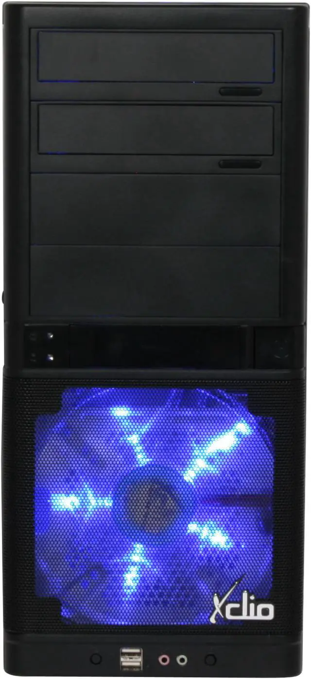 Alt view image 3 of 11 - XCLIO Coolbox Fully Black Finish 0.5 mm SECC Chassis/ ABS Frontpanel ATX Mid Tower Computer Case w/ 2pcs 180mm fans