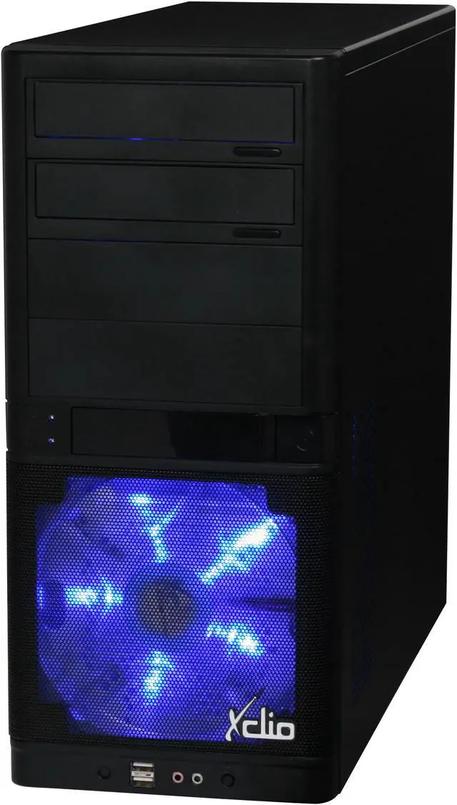 Alt view image 2 of 11 - XCLIO Coolbox Fully Black Finish 0.5 mm SECC Chassis/ ABS Frontpanel ATX Mid Tower Computer Case w/ 2pcs 180mm fans