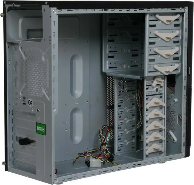 Alt view image 7 of 11 - XCLIO Coolbox Fully Black Finish 0.5 mm SECC Chassis/ ABS Frontpanel ATX Mid Tower Computer Case w/ 2pcs 180mm fans