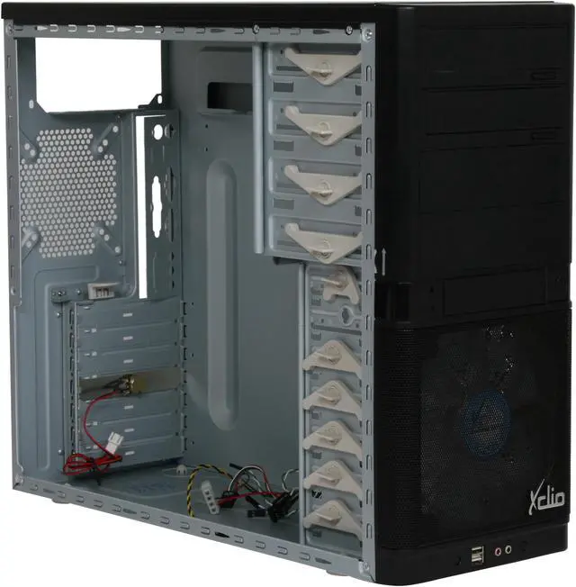 Alt view image 8 of 11 - XCLIO Coolbox Fully Black Finish 0.5 mm SECC Chassis/ ABS Frontpanel ATX Mid Tower Computer Case w/ 2pcs 180mm fans