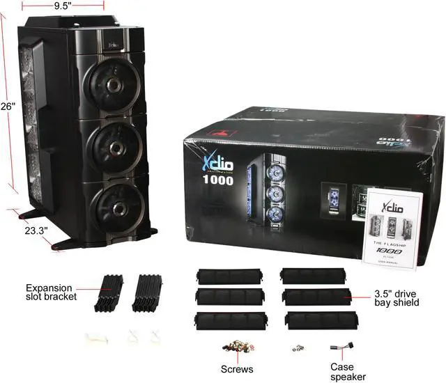Alt view image 13 of 13 - XCLIO 1000 Black / Silver 1.0mm SECC Steel ATX Full Tower Computer Case