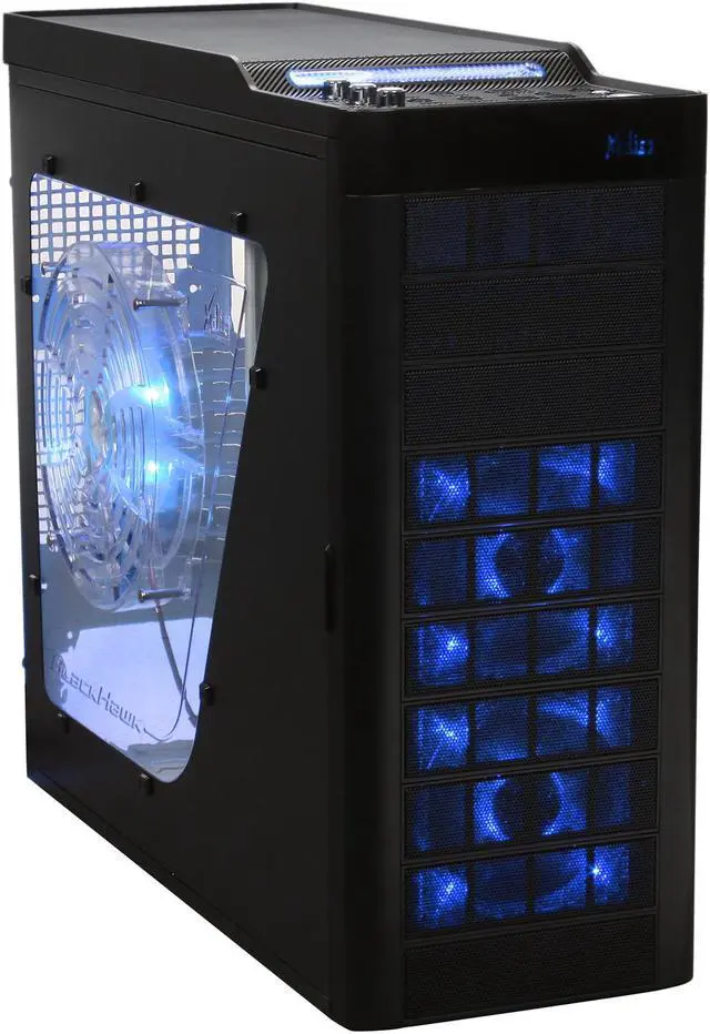 Main image of XCLIO Blackhawk Black Finish 0.8 mm SECC / ABS Plastic ATX Full Tower Extreme Cooling Computer Case