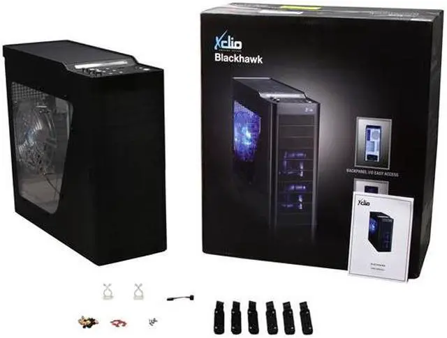 Alt view image 10 of 10 - XCLIO Blackhawk Black Finish 0.8 mm SECC / ABS Plastic ATX Full Tower Extreme Cooling Computer Case