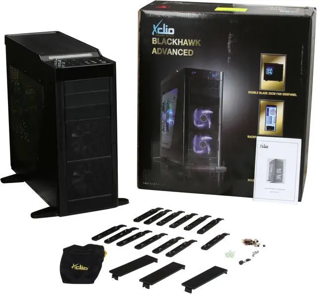 Alt view image 12 of 12 - XCLIO Blackhawk Advanced Black Finish 0.8 mm SECC / ABS Plastic ATX Full Tower Extreme Cooling Computer Case