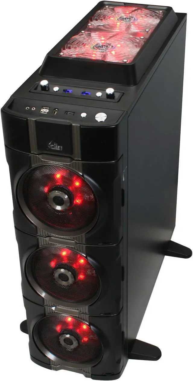 Alt view image 11 of 14 - XCLIO 2000 Black &Ttitanium Finish 1.0 mm SECC / ABS Plastic ATX Full Tower Extreme Cooling Computer Case