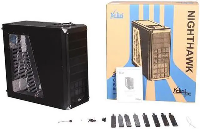 Alt view image 10 of 10 - XCLIO Nighthawk Black Finish 0.6mm SECC ATX Mid Tower Computer Case