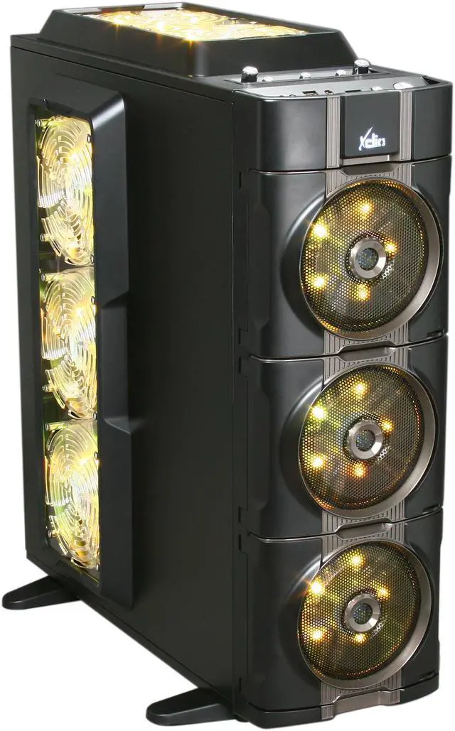 Alt view image 3 of 17 - XCLIO 777COLOR Black / Titanium Finish Chassis: 1.0 mm SECC; ABS Plastic ATX Super Tower Extreme Cooling PC Case