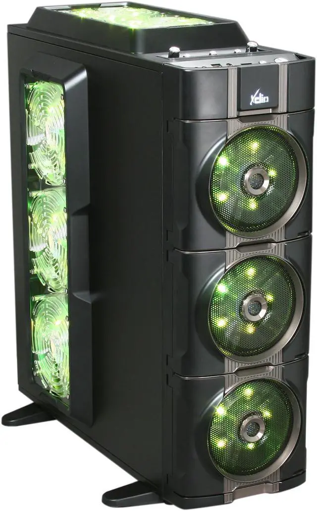 Alt view image 4 of 17 - XCLIO 777COLOR Black / Titanium Finish Chassis: 1.0 mm SECC; ABS Plastic ATX Super Tower Extreme Cooling PC Case