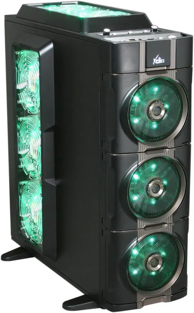 Alt view image 5 of 17 - XCLIO 777COLOR Black / Titanium Finish Chassis: 1.0 mm SECC; ABS Plastic ATX Super Tower Extreme Cooling PC Case