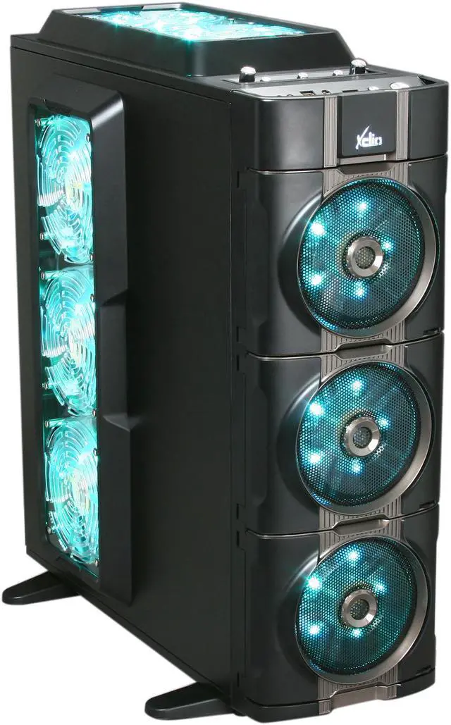 Alt view image 6 of 17 - XCLIO 777COLOR Black / Titanium Finish Chassis: 1.0 mm SECC; ABS Plastic ATX Super Tower Extreme Cooling PC Case