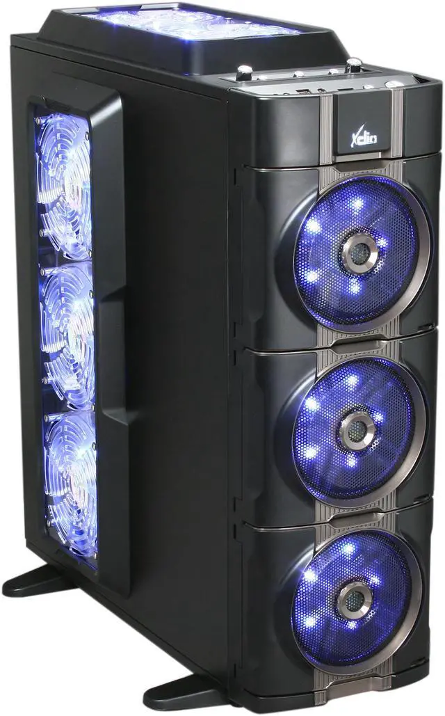 Alt view image 7 of 17 - XCLIO 777COLOR Black / Titanium Finish Chassis: 1.0 mm SECC; ABS Plastic ATX Super Tower Extreme Cooling PC Case