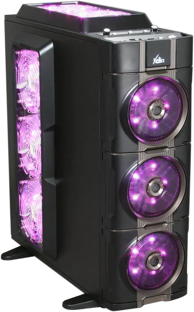 Alt view image 8 of 17 - XCLIO 777COLOR Black / Titanium Finish Chassis: 1.0 mm SECC; ABS Plastic ATX Super Tower Extreme Cooling PC Case