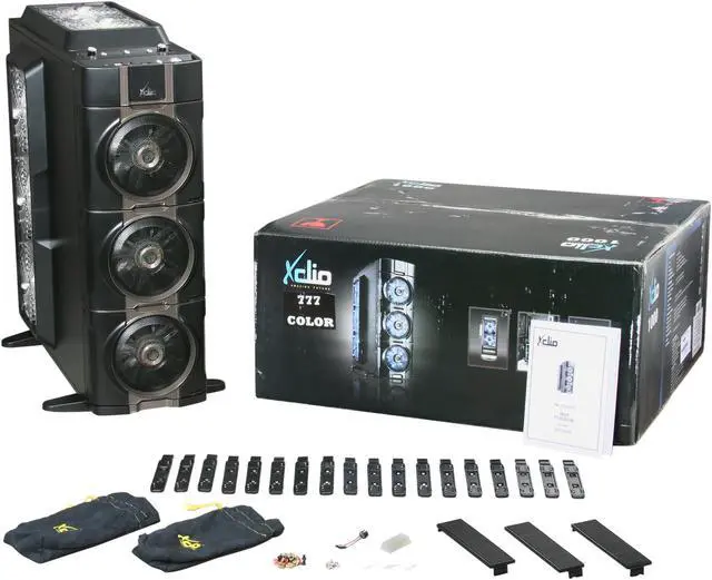 Alt view image 17 of 17 - XCLIO 777COLOR Black / Titanium Finish Chassis: 1.0 mm SECC; ABS Plastic ATX Super Tower Extreme Cooling PC Case