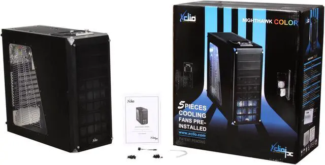 Alt view image 14 of 14 - XCLIO Nighthawk Color Black 0.6mm SECC/ ABS Plastic ATX Mid Tower Computer Case