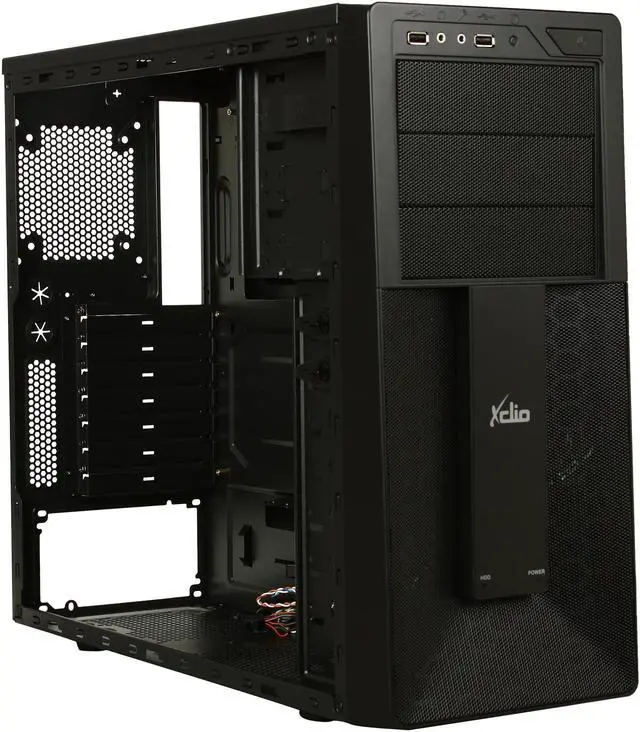 Alt view image 7 of 9 - XCLIO 320 Black Finish Steel & Plastic & Brushed Aluminum Bezel ATX Mid Tower Computer Case