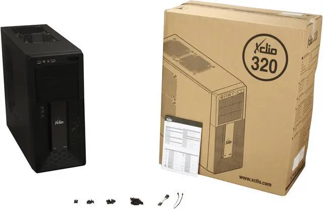 Alt view image 9 of 9 - XCLIO 320 Black Finish Steel & Plastic & Brushed Aluminum Bezel ATX Mid Tower Computer Case