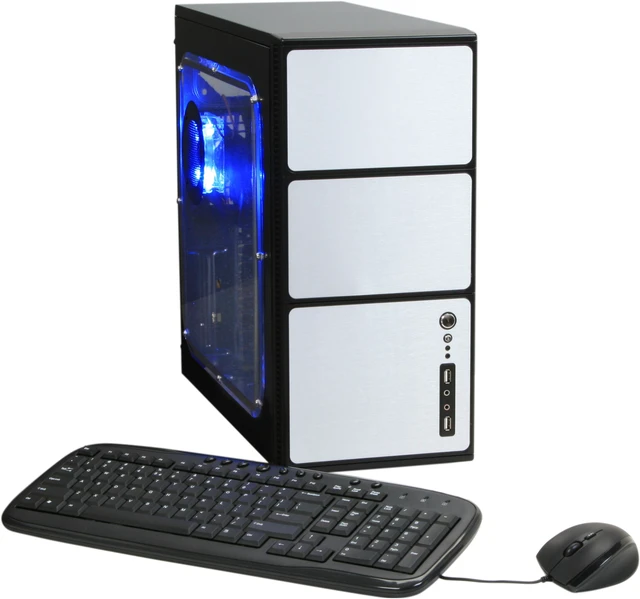 Atat Computer Case ATOP AT-AP103WSB-KM Black / Silver Computer Case w/Black color keyboard ...