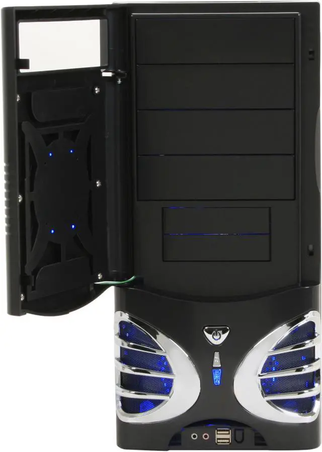 Alt view image 4 of 12 - LOGISYS Computer XBlade CS859BK Black/Silver Steel ATX Mid Tower Computer Case 450W Power Supply