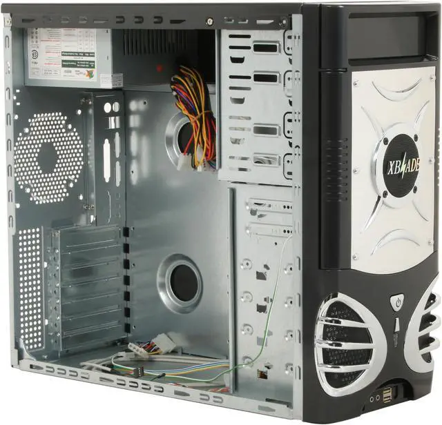 Alt view image 9 of 12 - LOGISYS Computer XBlade CS859BK Black/Silver Steel ATX Mid Tower Computer Case 450W Power Supply