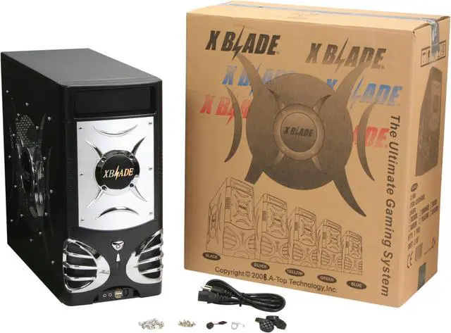 Alt view image 12 of 12 - LOGISYS Computer XBlade CS859BK Black/Silver Steel ATX Mid Tower Computer Case 450W Power Supply