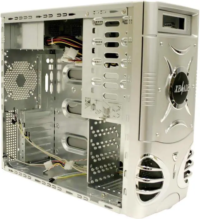 Alt view image 5 of 12 - LOGISYS Computer XBlade CS859SL Silver Steel ATX Mid Tower Computer Case 450W Power Supply