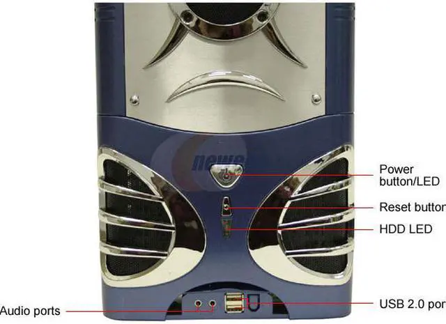 Alt view image 3 of 12 - ATOP XBlade AT859A-BL Blue/Silver Steel ATX Mid Tower Computer Case 450W Power Supply