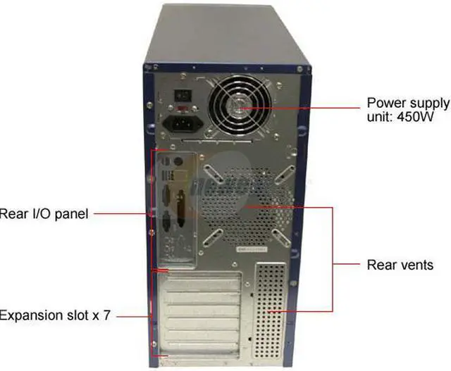Alt view image 4 of 12 - ATOP XBlade AT859A-BL Blue/Silver Steel ATX Mid Tower Computer Case 450W Power Supply