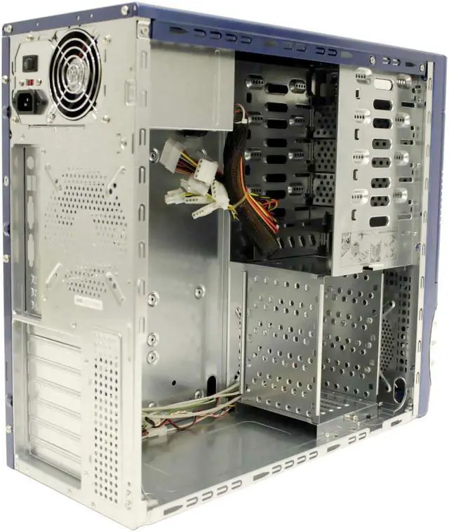 Alt view image 6 of 12 - ATOP XBlade AT859A-BL Blue/Silver Steel ATX Mid Tower Computer Case 450W Power Supply