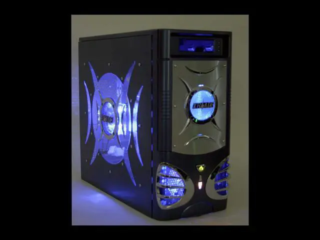 Alt view image 12 of 12 - ATOP XBlade AT859A-BL Blue/Silver Steel ATX Mid Tower Computer Case 450W Power Supply