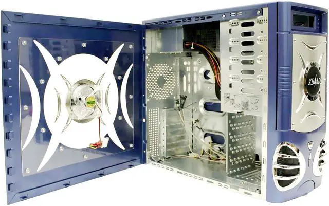 Alt view image 5 of 12 - ATOP XBlade AT859A-BL Blue/Silver Steel ATX Mid Tower Computer Case 450W Power Supply