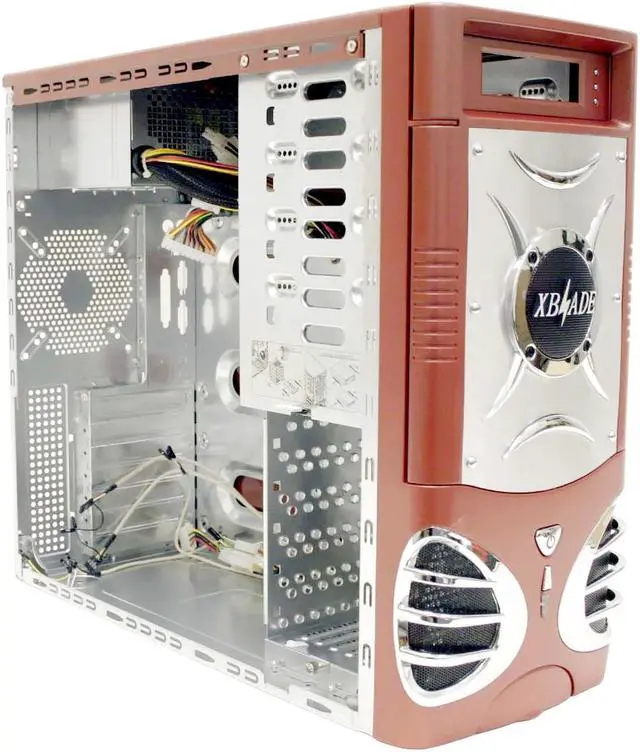 Alt view image 6 of 11 - ATOP XBlade AT859A-OR Orange/Silver Steel ATX Mid Tower Computer Case 450W Power Supply