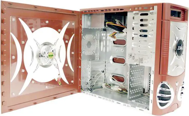 Alt view image 4 of 11 - ATOP XBlade AT859A-OR Orange/Silver Steel ATX Mid Tower Computer Case 450W Power Supply