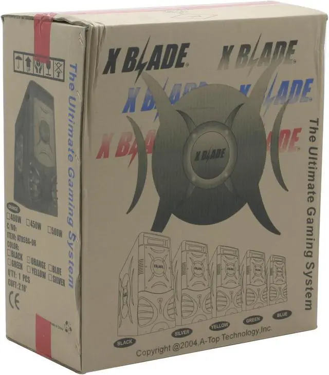 Alt view image 10 of 11 - ATOP XBlade AT859A-OR Orange/Silver Steel ATX Mid Tower Computer Case 450W Power Supply